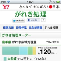 Yahoo！JAPAN、岩手・宮城の「がれき処理メーター」を提供開始 画像