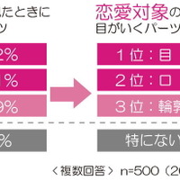 恋愛対象の女性を見た時、目がいくパーツ