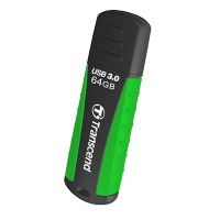 USB3.0対応USBメモリ「JetFlash 810」。容量ごとに色分けされており、64GBモデルはグリーン