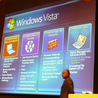 Windows Vistaのセキュリティ機能。カーネルパッチ、カーネルモードのドライバ署名、UAC、NAP、Windows Defender、RMS、Bitlockerなどの機能が盛り込まれている
