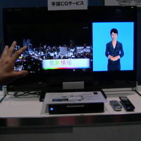 手話CGをリアルタイム合成して表示することも可能（2012年展示）