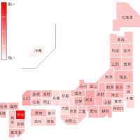 AKB48総選挙時の都道府県別検索率