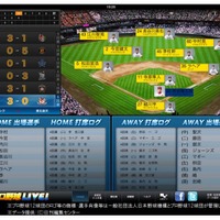 タブレット向け「プロ野球Live！」アプリの画面