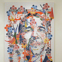 照屋勇賢の沖縄の伝統的な染色技法を使って、オバマ大統領を描いた作品