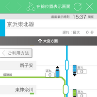 「JR東日本アプリ」在線位置
