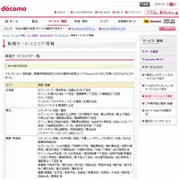 docomo Wi-Fi 新規サービスエリア情報