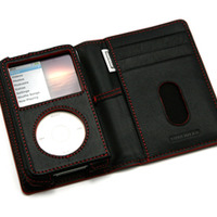 PRIE TUNEWALLET for iPod classic（左からB/R、B/W、Sienna。iPodは別売）