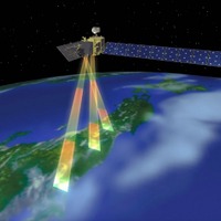 光通信実験衛星「きらり（OICETS）」が欧州の「アルテミス」衛星と衛星間光通信実験を行った際のイメージ