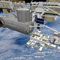 ISSに取り付けられる「きぼう」のイメージ映像