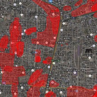 「足立区防災情報マップ」はブラウザ上でGoogleMapを使用するため、地図だけでなく航空写真での表示にも対応している（画像は足立区防災情報マップより）。