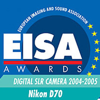 　ニコンのデジタル一眼レフカメラ「D70」が「EISA ヨーロピアン デジタル一眼レフカメラ オブ ザ イヤー 2004-2005」を受賞した。
