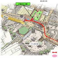 改良工事完了後の渋谷駅3階部のイメージ。東京メトロ銀座線とJR山手線・埼京線、京王井の頭線の乗換えルートの流れが直線的になる。
