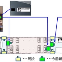 新幹線の客室カメラの設置イメージ。今後は常時録画を行うことで犯罪抑止効果を高めていく（画像はプレスリリースより）