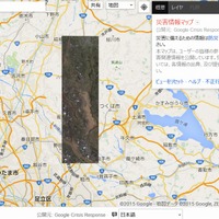 鬼怒川付近の衛星写真（Google災害情報マップ）
