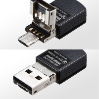 USB Aコネクタとmicro USBコネクタを変換できる跳ね上げ式レシーバーを採用