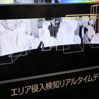 「メンテナンス・レジリエンス TOKYO 2016」に同社が出展した際に展示されていた3Dレーザーレーダーによるシルエット映像（撮影：防犯システム取材班）