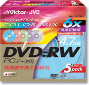 　日本ビクターは19日、データ用記録型DVDドライブの片面2層記録対応や記録速度の高速化に伴い、新しいDVDメディアを2月1日に発売する。