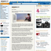 米Amazon.comのトップページ（10日現在）。ジェフ・ベゾスCEOによる「Kindle 2」紹介文を掲載中。