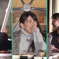 恋愛成就を願う女性座員のグランピング女子会（左から）たかおみゆき、服部ひで子、谷川友梨（C）MBS