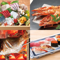 「刺盛り」「寿司」「炉端焼き」など多種多彩な料理が揃う。