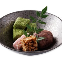昔ながらの和菓子（抹茶わらび餅・おはぎ・雷おこし）