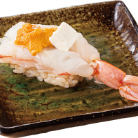 塩雲丹と赤海老、さらにクリームチーズ。