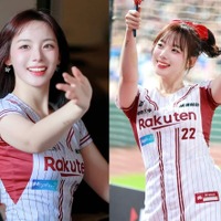 「ふともも女神」韓国人気チア、楽天ロゴ胸にファン釘づけの人気ぶり【PHOTO】