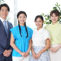 （左から）室岡大晴、浅倉美恩、石渡花菜、吉岡恵麻　（C）フジテレビ