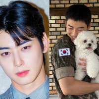 兵役中のASTRO・チャウヌ、軍服姿で見せた“デレ顔”に胸キュン…愛犬との再会SHOTが話題！