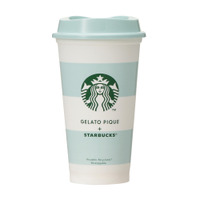 『gelato pique ボーダーリユーザブルカップ ミントグリーン 473ml』¥800