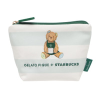 『gelato pique ベアプリントボーダーポーチ　ミントグリーン』¥4,800