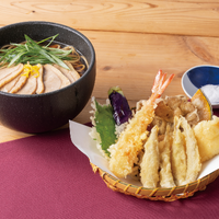 鴨南蛮そばとワカサギの天盛り (税込1,650円)