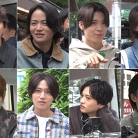 上段左から）佐藤勝利、菊池風磨、松島聡、寺西拓人、下段左から）原嘉孝、橋本将生、猪俣周杜、篠塚大輝「クイズDEモテたいマン」完結編『タイムレスマン』Ⓒフジテレビ