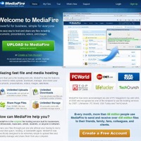 海外ストレージサイト「MediaFire」（画像）ではデータのダウンロード・アップロードが可能