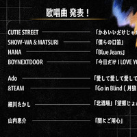 『第67回 輝く!日本レコード大賞』出演アーティスト歌唱曲（C）TBS