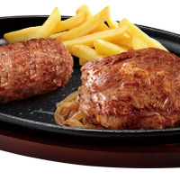 ブロンコおじさんのこだわり炭焼きがんこハンバーグ&炭焼きぶどう牛リブロースステーキ（税込 3,828円）