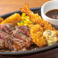 赤身ビーフステーキ 約100g＆海老フライ・カキフライ（税込1,484円）