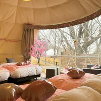 エアコン完備の快適なドームテント内