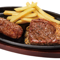 「ブロンコおじさんのこだわり炭焼きがんこハンバーグ&炭焼きブラックダイヤモンドサーロインステーキコンビ」（税込3,608円）