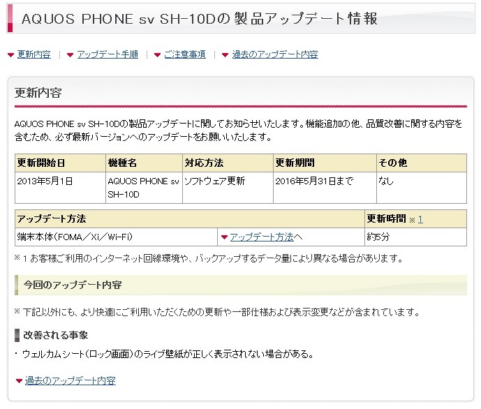 Nttドコモ Aquos Phone Sv Sh 10d ソフトウェア更新で不具合解消へ 2枚目の写真 画像 Rbb Today