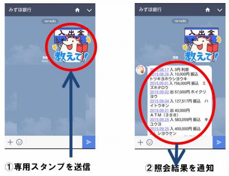 Lineスタンプを送るだけで残高照会 みずほ銀が開始 2枚目の写真 画像 Rbb Today