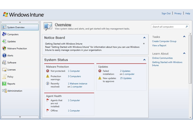 米マイクロソフト、クラウド型PC管理サービス「Windows Intune」のベータ版 画像