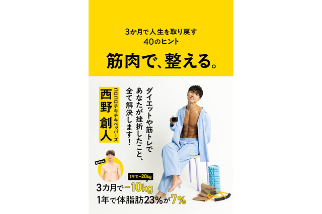 コロチキ西野創人、初エッセイ『筋肉で、整える。』12月11日発売 画像