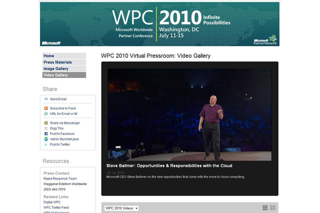 米マイクロソフト、ワシントンDCで開催中の「WPC 2010」講演動画を公開 画像