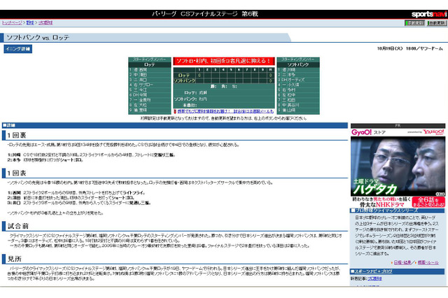 日本シリーズに進出するはどっち!? ソフトバンクvsロッテのCS最終戦速報 画像