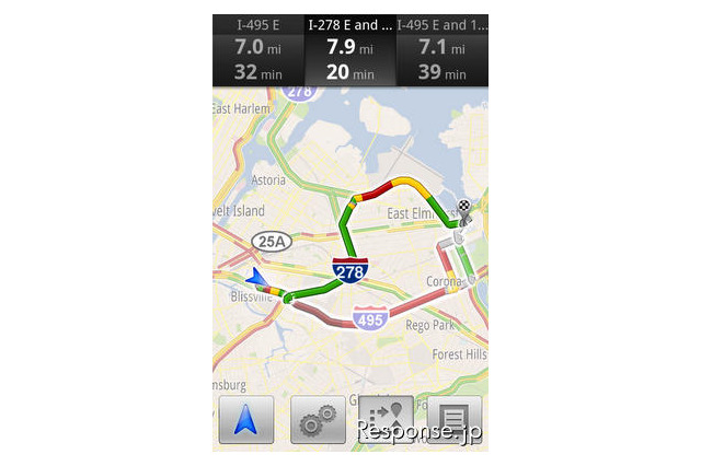 『Google Maps Navigation』のルート案内が渋滞考慮 画像