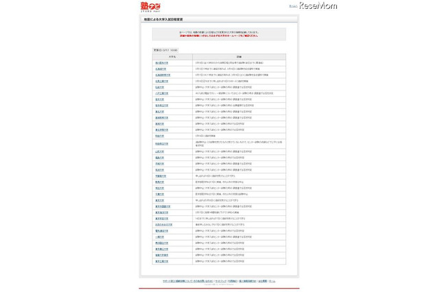 塾ナビ、大学入試日程変更の一覧ページを公開 画像
