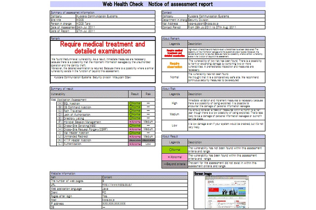 KCCS、脆弱性を検査する「グローバルWeb健康診断」提供開始 画像