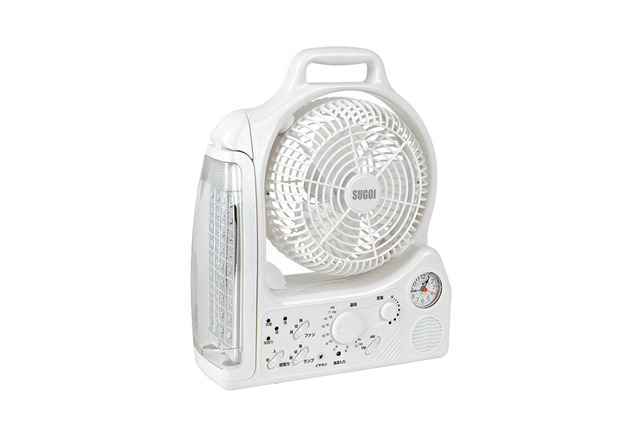 LEDライト・ラジオ・蚊取り付き充電式扇風機にUSB充電機能を追加!……携帯やスマホに 画像