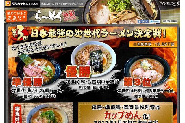 カップ麺化されるラーメンがWeb投票で決定! 画像